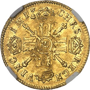 Louis XIV (1643-1715). Louis with eight Ls and insignia, reformation 1701, BB, Strasbourg.