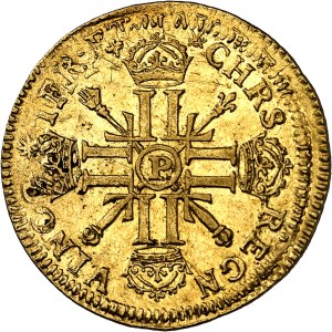 Louis XIV (1643-1715). Louis with eight Ls and insignia, reformation 1701, P, Dijon.