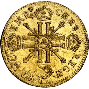 Louis XIV (1643-1715). Louis aux huit L et aux insignes, réformation 1702, A, Paris.