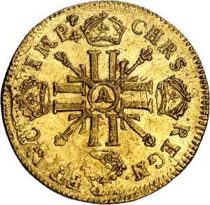Louis XIV (1643-1715). Louis aux huit L et aux insignes, reformation 1702, A, Paris.