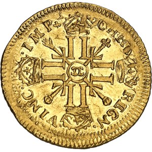 Louis XIV (1643-1715). Louis aux huit L et aux insignes, réformation 1702, CC, Besançon.