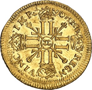 Louis XIV (1643-1715). Louis aux huit L et aux insignes, reformation 1702, CC, Besançon.