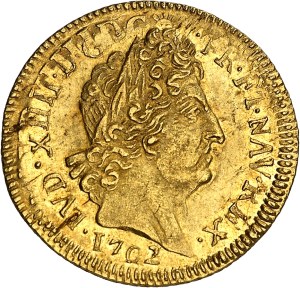 Louis XIV (1643-1715). Louis with eight Ls and insignia, reformation 1702, G, Poitiers.