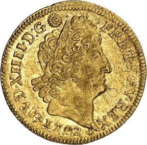 Louis XIV (1643-1715). Louis with eight Ls and insignia, reformation 1702, T, Nantes.