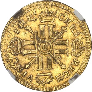Louis XIV (1643-1715). Half-louis with eight Ls and insignia, reformation 1702, C, Caen.