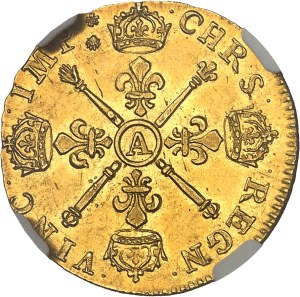 Louis XIV (1643-1715). Louis d'or aux insignes, reformation 1704, A, Paris.