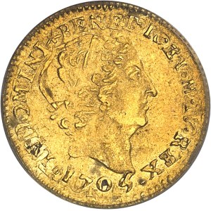Louis XIV (1643-1715). Demi-louis d’or aux insignes, réformation 1705, S, Reims.