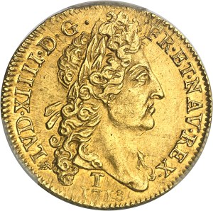 Louis XIV (1643-1715). Double louis d'or au soleil 1713, T, Nantes.