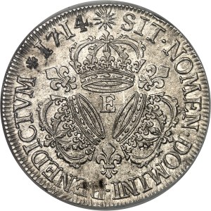 Louis XIV (1643-1715). Three-crowned shield 1714, E, Tours.