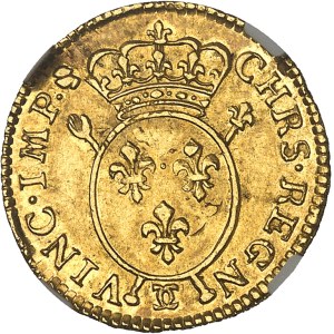 Louis XV (1715-1774). Demi-louis d’or aux insignes 1716, CC, Besançon.