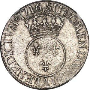 Louis XV (1715-1774). Écu dit Vertugadin, flan neuf 1716, A, Paris.