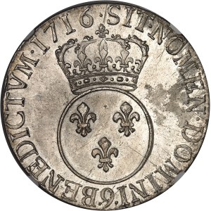 Louis XV (1715-1774). Écu dit Vertugadin, flan neuf 1716, 9, Rennes.