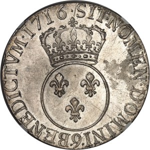 Louis XV (1715-1774). Vertugadin shield, new flan 1716, 9, Rennes.