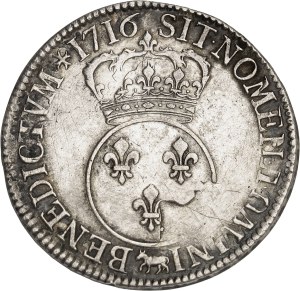 Louis XV (1715-1774). Écu dit Vertugadin de Béarn 1716, cow, Pau.