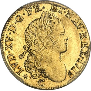 Louis XV (1715-1774). Louis d’or à la croix chevalier 1719, C, Caen.