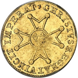 Louis XV (1715-1774). Louis d’or à la croix chevalier 1719, C, Caen.