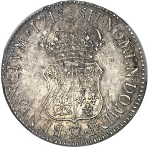 Louis XV (1715-1774). Écu de France-Navarre 1718, CC, Besançon.