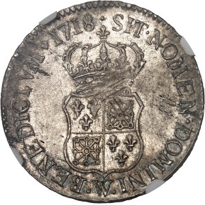 Louis XV (1715-1774). Demi-écu de France-Navarre 1718, W, Lille.