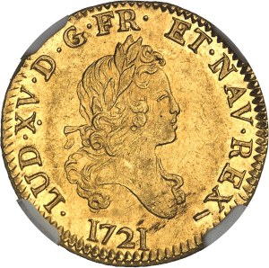 Louis XV (1715-1774). Louis d'or aux 2 L, new blank 1721, W, Lille.