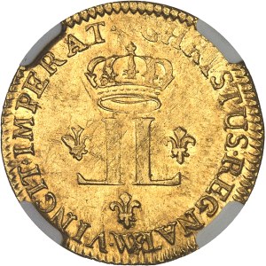 Louis XV (1715-1774). Louis d’or aux 2 L, flan neuf 1721, W, Lille.