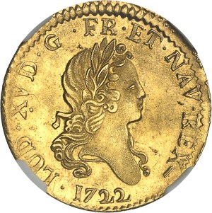Louis XV (1715-1774). Louis d'or aux 2 L, new blank 1722, W, Lille.