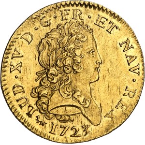 Louis XV (1715-1774). Double louis d’or dit mirliton 1723, A, Paris.