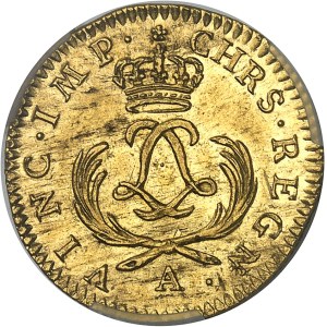 Louis XV (1715-1774). Louis d’or dit Mirliton aux palmes courtes 1723, A, Paris.