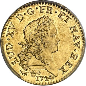 Louis XV (1715-1774). Louis d’or dit Mirliton aux palmes longues 1724, A, Paris.