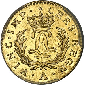 Louis XV (1715-1774). Louis d’or dit Mirliton aux palmes longues 1724, A, Paris.