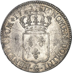 Louis XV (1715-1774). Écu de France 1722, G, Poitiers.