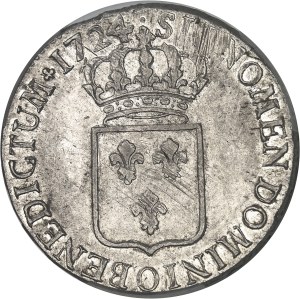 Louis XV (1715-1774). Écu de France, new flan 1724, O, Riom.