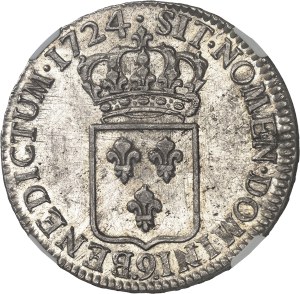 Louis XV (1715-1774). Écu de France, new flan 1724, 9, Rennes.