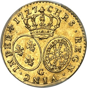 Louis XV (1715-1774). Half-louis d'or aux lunettes 1727, G, Poitiers.