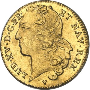Louis XV (1715-1774). Double louis d’or au bandeau 1749, BB, Strasbourg.