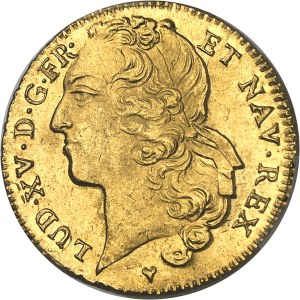 Louis XV (1715-1774). Double louis d'or au bandeau 1749, BB, Strasbourg.