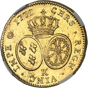 Louis XV (1715-1774). Double louis d’or au bandeau 1771, K, Bordeaux.