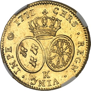 Louis XV (1715-1774). Double louis d'or au bandeau 1771, K, Bordeaux.