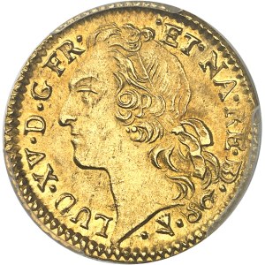 Louis XV (1715-1774). Louis d’or de Béarn au bandeau 1763, vache, Pau.