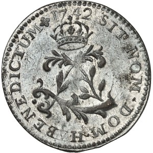 Louis XV (1715-1774). Double sol, dit “au gros L”, probable faux d’époque 1742, H, La Rochelle.