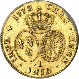 Louis XV (1715-1774). Double louis d’or à la vieille tête 1772, I, Limoges.