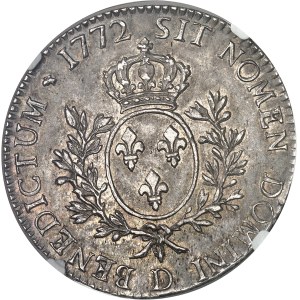 Louis XV (1715-1774). Écu dit à la vieille tête 1772, D, Lyon.