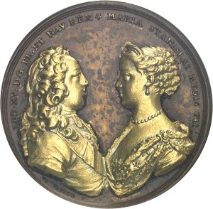 Louis XV (1715-1774). Medal, marriage of Louis XV and Marie Leszczynska, by Jean Duvivier, Frappe spéciale (SP) 1725, Paris.