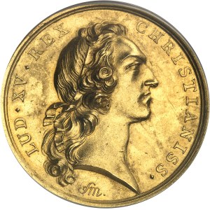 Louis XV (1715-1774). Médaille d’Or, Traité de paix d’Aix-la-Chapelle, par François Marteau 1748, Paris.