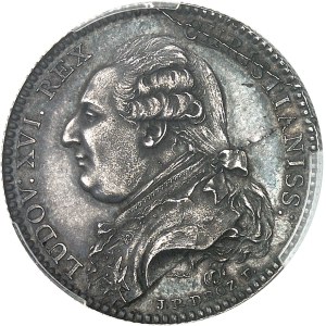 Louis XVI (1774-1792). Essai en argent du Louis d’or dit “de Calonne”, par J.-P. Droz, Frappe spéciale (SP) 1787, Paris.