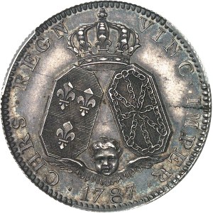 Louis XVI (1774-1792). Essai en argent du Louis d’or dit “de Calonne”, par J.-P. Droz, Frappe spéciale (SP) 1787, Paris.