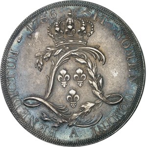 Louis XVI (1774-1792). Essai de l'écu par Droz ou écu de Calonne, tranche à six viroles, Frappe spéciale (SP) 1786, A, Paris.