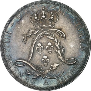 Louis XVI (1774-1792). Essai de l'écu par Droz ou écu de Calonne, tranche à six viroles, Frappe spéciale (SP) 1786, A, Paris.