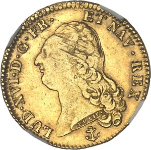 Louis XVI (1774-1792). Double louis d'or à la tête nue 1787, H, La Rochelle.