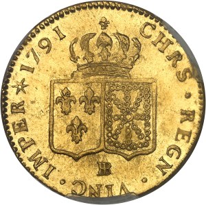 Louis XVI (1774-1792). Double louis d'or à la tête nue 1791/0, BB, Strasbourg.