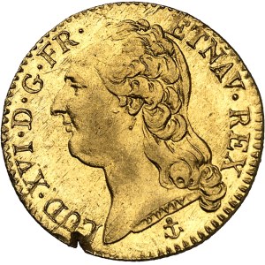 Louis XVI (1774-1792). Louis d’or à la tête nue 1787, H, La Rochelle.